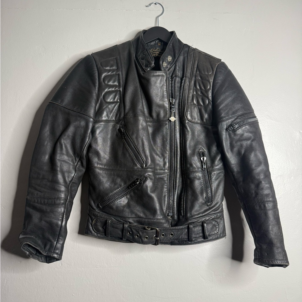 vintage Hein Gericke for Harley-Davidson black leather motorcycle jacket